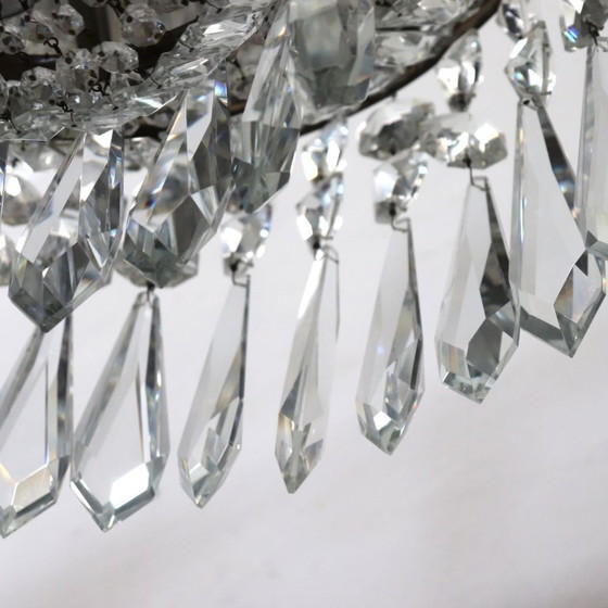 Image 1 of Spectacular Chandeliers with Large Crystal Drops, Italy Early 20th Century