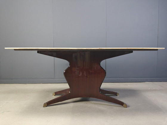 Image 1 of Tavolo da pranzo di metà secolo in palissandro e marmo di Osvaldo Borsani, 1950