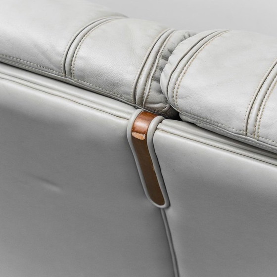 Image 1 of DIVANO 3 POSTI VINTAGE EN PELLE GRIGIO E LEGNO ANNI '50 MODERNARIATO