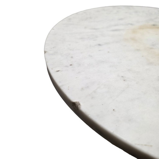 Antique French cast iron side table with marble, circa 1890