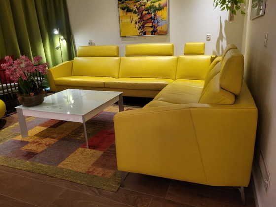 Image 1 of Divano angolare Gealux Trones, pelle gialla, 300x330, nuovo