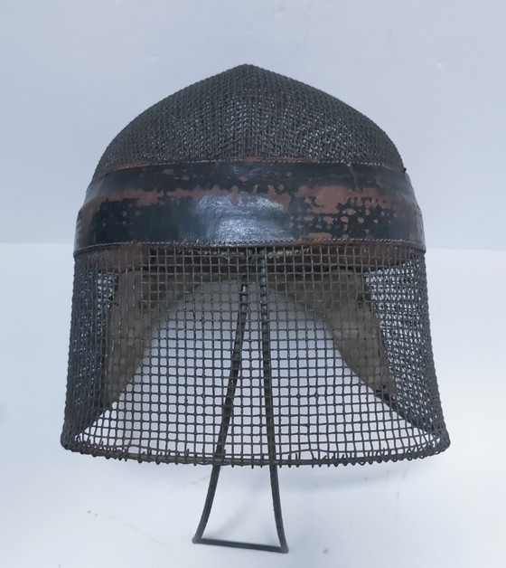 Image 1 of maschera da scherma in pelle e metallo dei primi del XX secolo