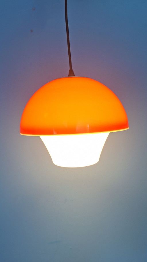 Orange vintage space age massive mushroom pendant lamp
