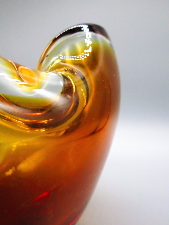 Image 1 of Vintage Murano-stijl Sommerso asbak – Amber/Bruin – Jaren '60