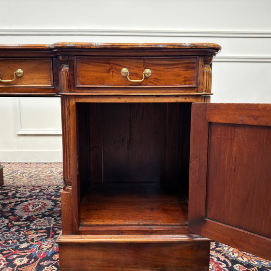 Scrivania inglese classica Partnerdesk in pelle rosso bordeaux – Scrivanie, Leather, Wood (photo 15 of 19)