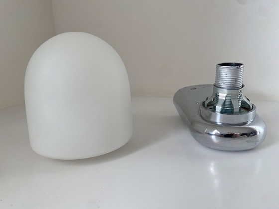 Image 1 of Vintage Dietsche Wandlamp - Muurlamp - jaren '80 - chroom & opaalglas