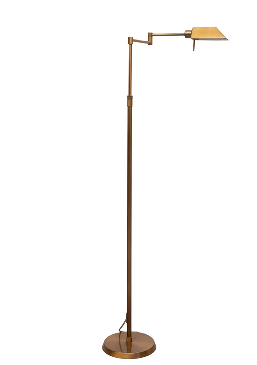 Holtkotter bronzen vloerlamp met zwenkarm, Duitsland, jaren 80. – vloerlampen, Brass