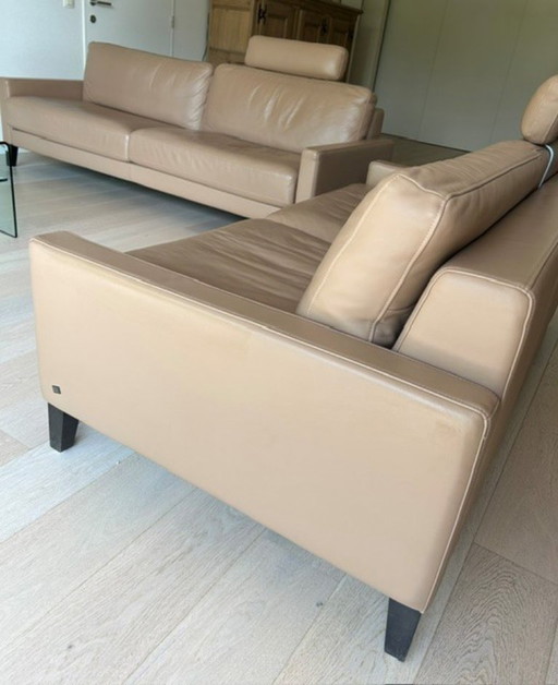 Splendido set Rolf Benz EGO – Pelle beige di alta qualità