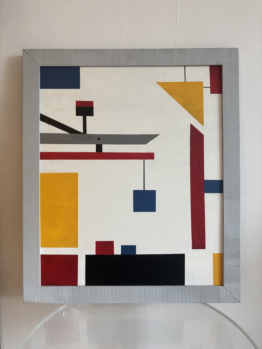 Wim Gerth painting Mondrian-city