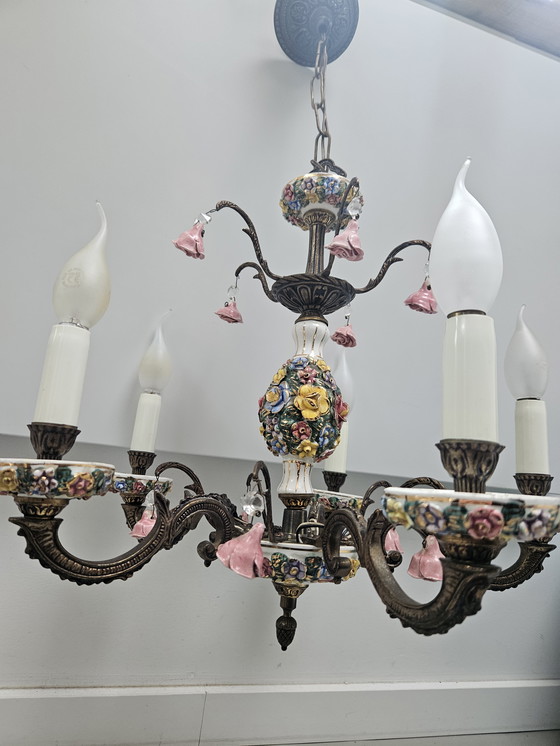 Image 1 of Lámpara de araña italiana Capodimonte