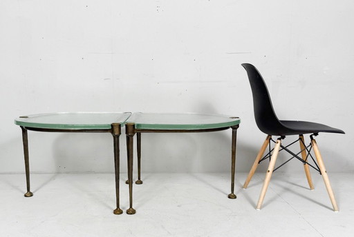 Set di 2 tavolini laterali/tavolini da caffè brutalisti degli anni '80 di Lothar Klute, Germania