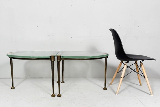 Image 1 of Set di 2 tavolini laterali/tavolini da caffè brutalisti degli anni '80 di Lothar Klute, Germania