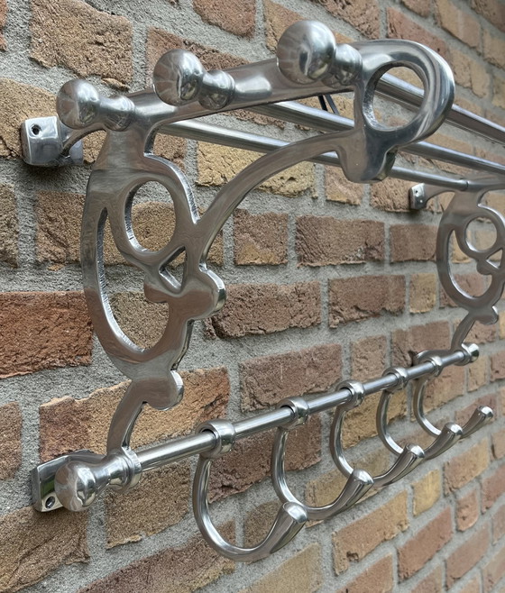 Image 1 of 🧥 Art Deco Garderobe | Verchromt | 5 verstellbare Haken