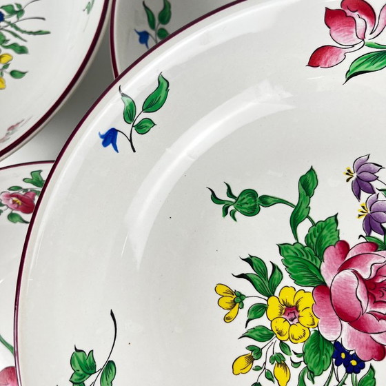 Set of 6 bowl-shaped plates, Réverbère model by KG Lunéville, tulip & rose pattern – KG Luneville, Crockery (photo 8 of 8)