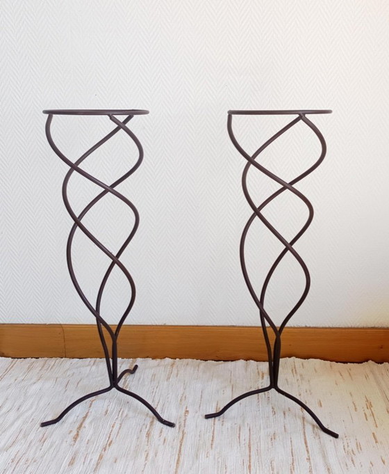 Image 1 of 2x porta piante in ferro battuto ritorto 1970