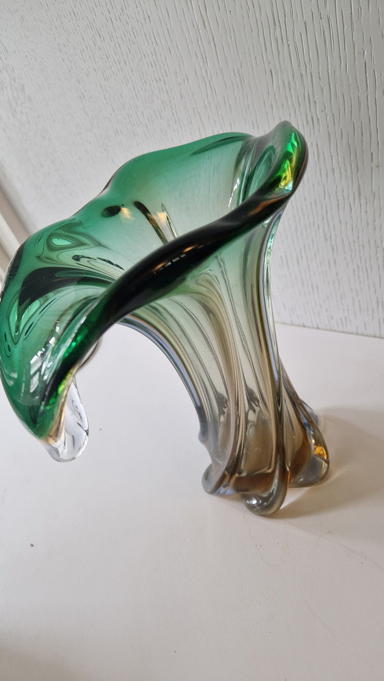 Image 1 of Murano glass vase green orange
