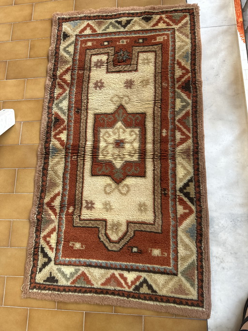 Vintage-Teppich im marokkanischen/anatolischen Stil aus reiner Schurwolle, 68 x 120 cm
