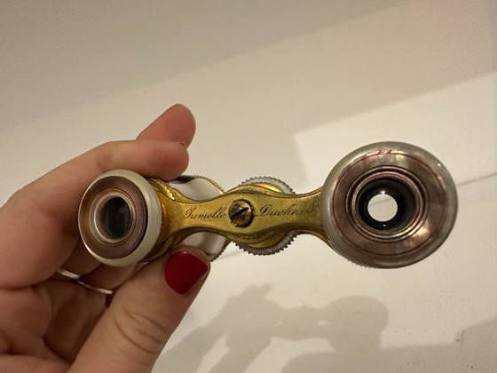 Image 1 of Antique Brass and Mother-of-Pearl Theater Binoculars, with Original Case