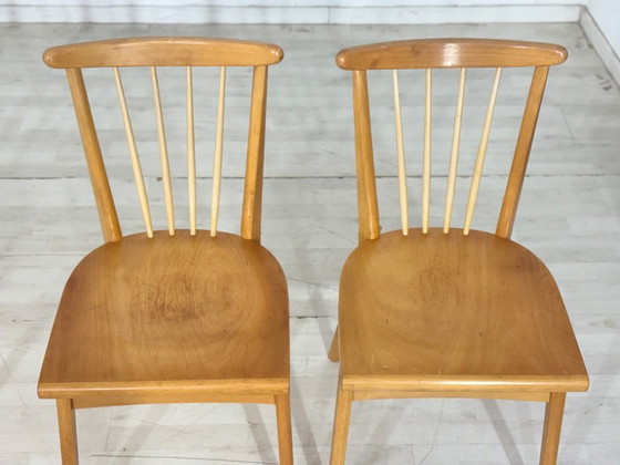 Image 1 of Lot de 4 chaises de salle à manger style années 50, chaises de cuisine, chaises en bois, chaises de salle à manger vintage