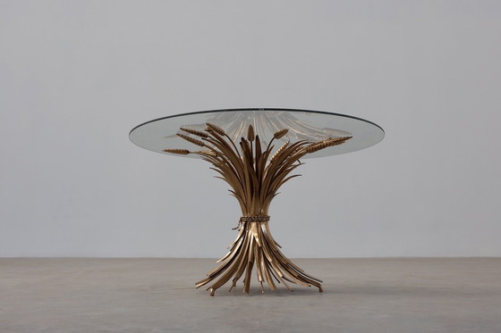 Image 1 of Hollywood regency gilded corn sheaf side table "coco chanel", Italy 1960s