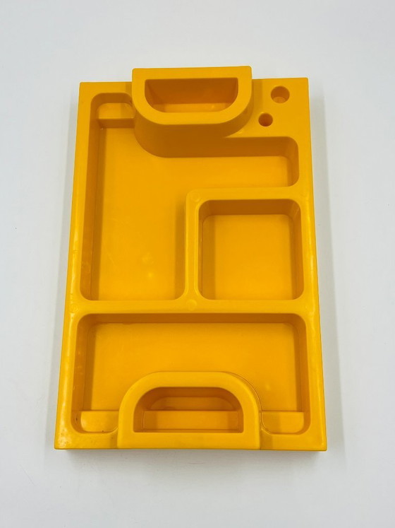 Image 1 of Gelber Schreibtisch-Organizer im Space-Age-Stil der 1970er Jahre