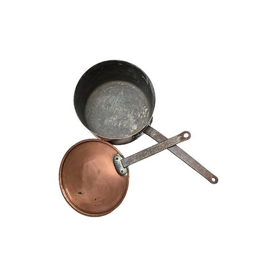 Image 1 of Grande casserole ancienne en cuivre français, XIXe siècle