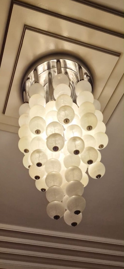 Mazzega - Carlo Nason - Ceiling Lamp - Murano Glass - Mid-Century Chandelier – kroonluchters, Chrome