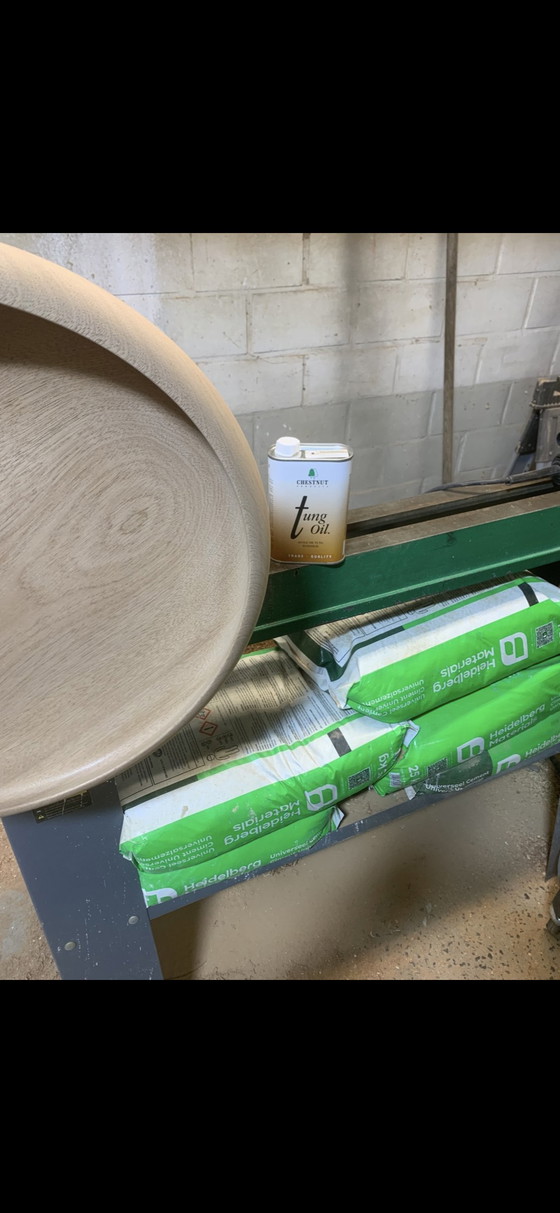 Image 1 of Grote Vintage Mahoniehouten Schaal – Ø 46 cm – Mid-Century Design