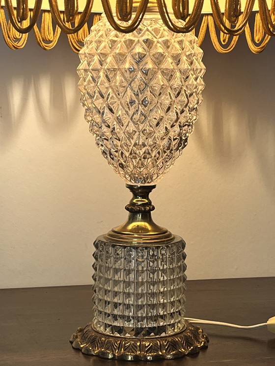 Image 1 of Lampe de table 1960 Ananas en relief Verre poli