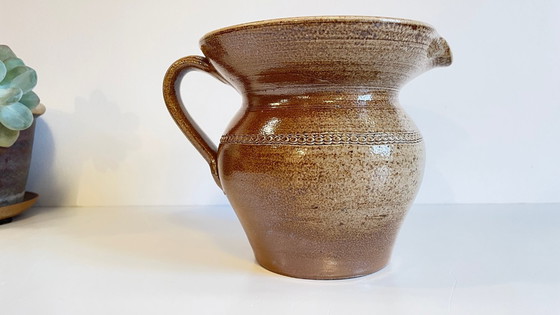 Image 1 of Vintage Glazed Stoneware Pitcher/Vase