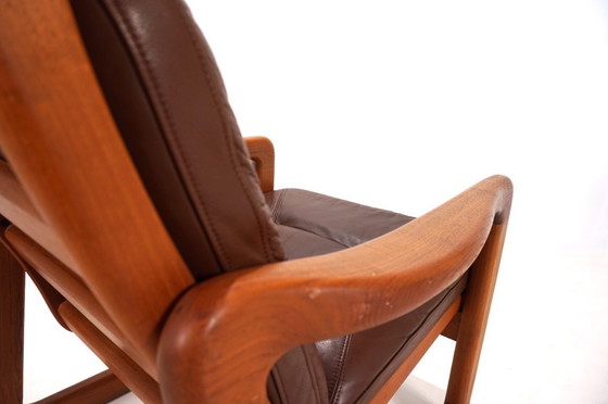 Image 1 of EMC teakhouten leren fauteuil, 1960