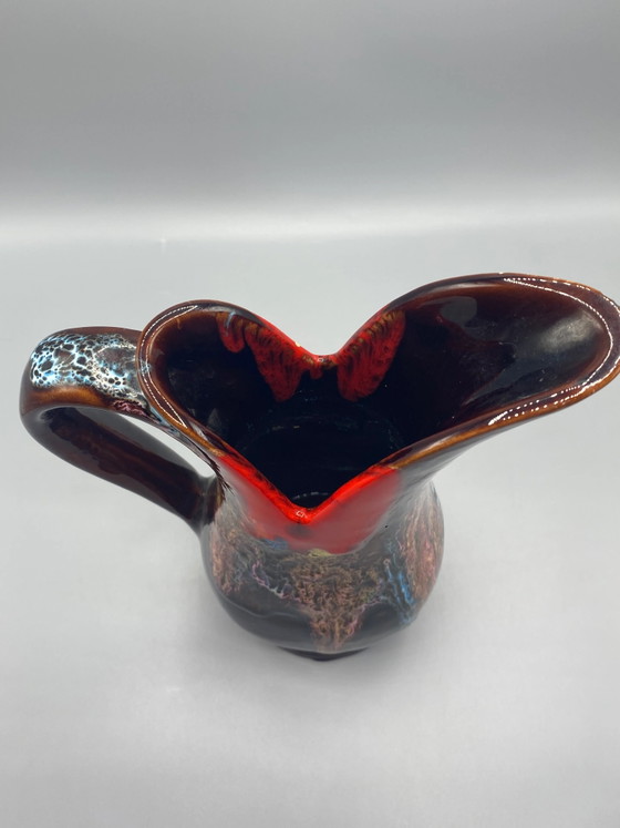 Große, polychrome, emaillierte Keramikkanne – Vallauris – Geschirr, Ceramic (photo 5 of 8)