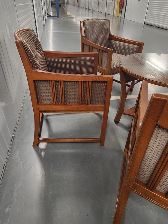 Image 1 of Art-Deco Schuitema & Zonen 3 Fauteuils + 1 Ronde Tafel