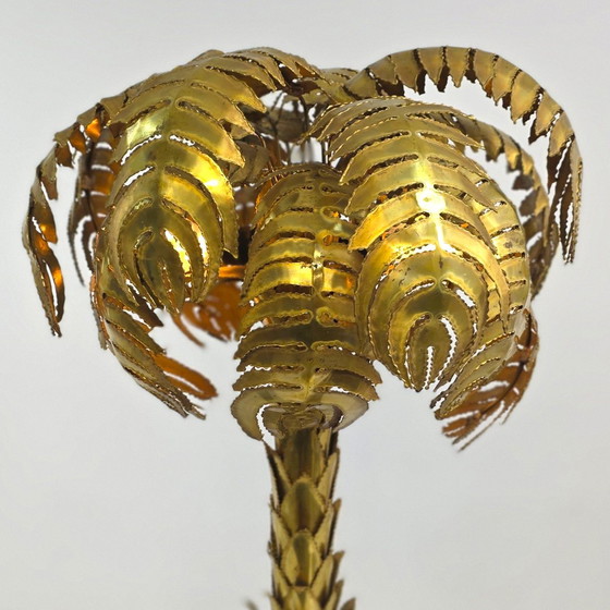 Image 1 of Maison Jansen palm tree lamp 70s mid century brass