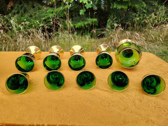 Vintage Murano Handmade Decanter Set | Venetian Glass Decanter Liquor Set, Glass & Decanter, Gold (photo 8 of 10)