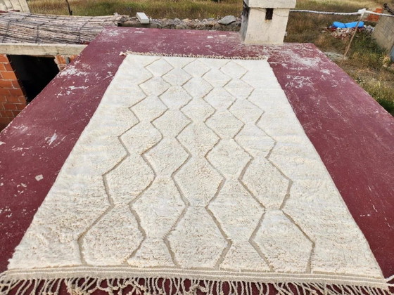 Beni Ouarain rug 300x200 cm – Natural cream wool – Diamond pattern in tone – Rugs & carpets, Cotton (photo 4 of 14)