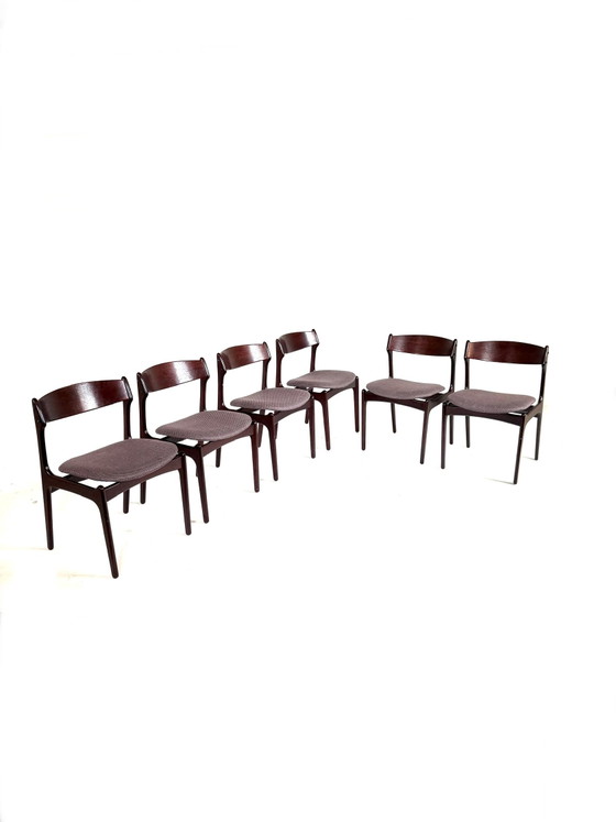 6 chaises de salle à manger vintage, Erik Buch ‘70 – Wood, Textile (photo 5 of 15)