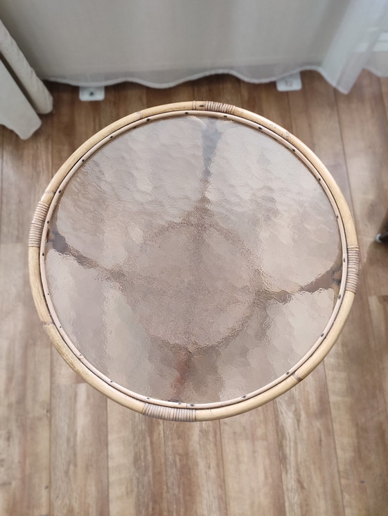 Image 1 of Rattan Table Table Rohe Noordwolde clouded glass
