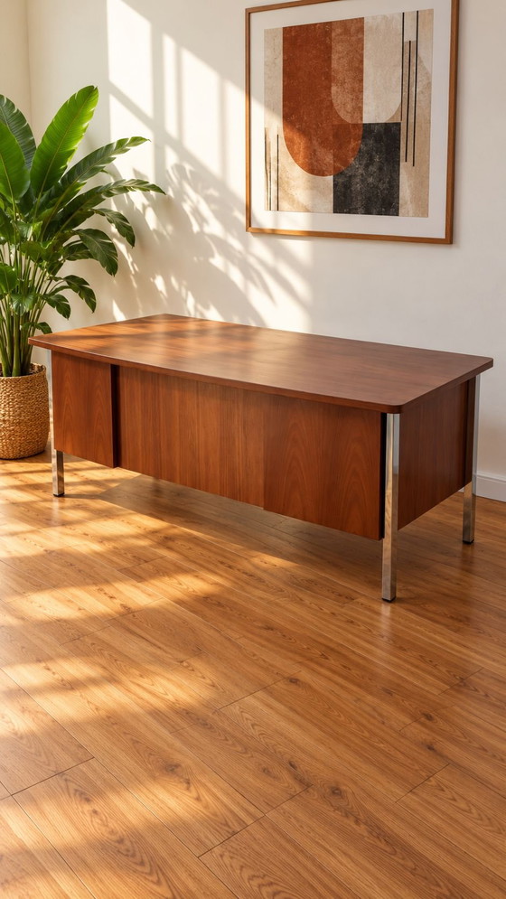Scrivania ORDO vintage design scandinavo – Scrivanie, Legno, Cromo (photo 8 of 9)