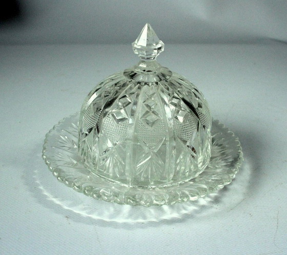Image 1 of Hoogwaardige botervloot, loodkristalglas, Art Deco, jaren 30