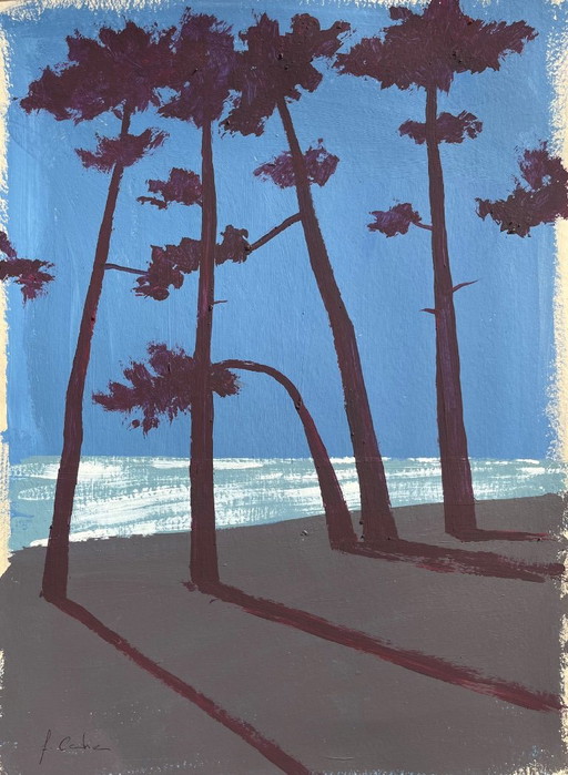 Ingelijst acryl op papier. 40x30.