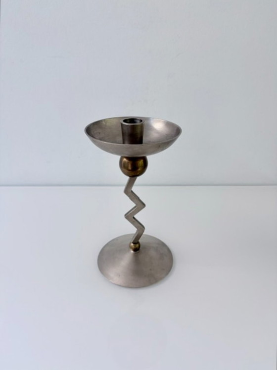 Portacandele Vintage Postmoderno Ottone/Nichel Anni '80 – Metal (photo 3 of 13)