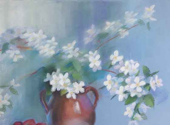 Original Painting Pastel Watercolor Still Life Flowers Jasmine – Paintings & Drawings, Paper (photo 7 of 8)