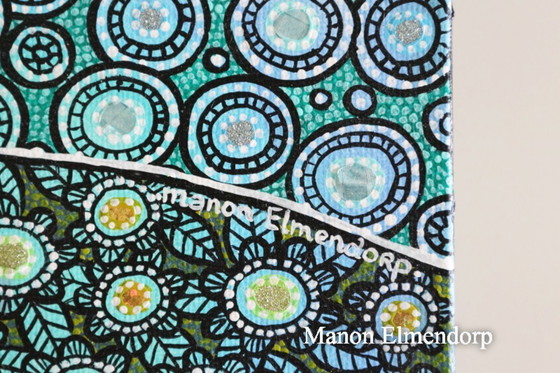 Image 1 of Origineel Handgeschilderd Schilderij "Howling Wolf" 29x29 cm