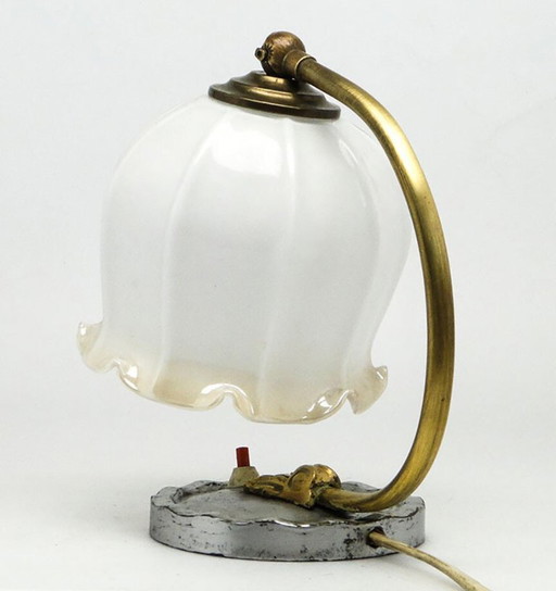Vintage Bedside Lamp From Polam, Poland, 1960s – tafellampen, Glass, Metal (photo 2 of 10)