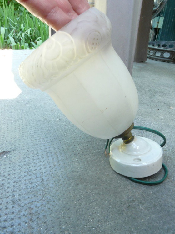 Image 1 of Lampada da parete Art Déco in porcellana e vetro stampato