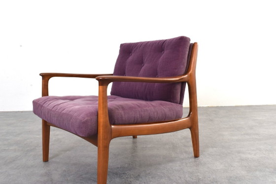 Mid-Century Lounge Chairs by Eugen Schmidt for Soloform, 1960s, Set of 2, Armchairs, Wood, Textile, Purple (photo 12 of 15)