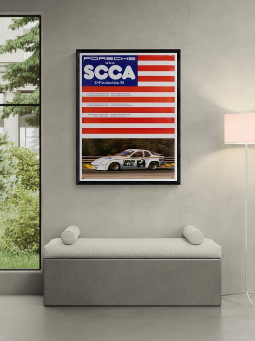Porsche Wins SCCA 1981 – 1981 – Original Vintage Porsche Poster by Werbeagentur Strenger – Vintage Motorsport – 102x76 cm