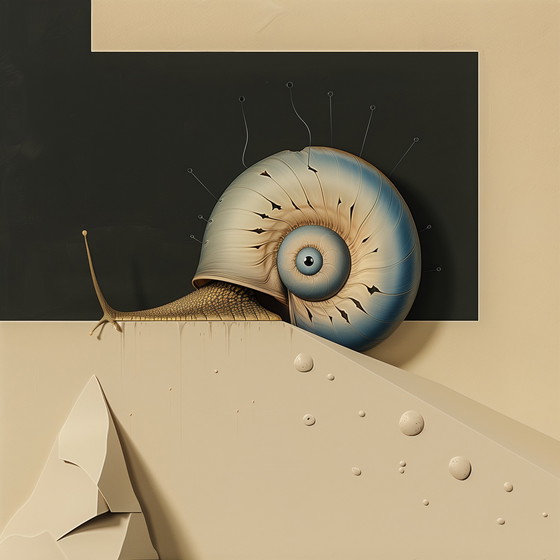 Image 1 of Edizione unica. *** Giclée di alta qualità *** Monsieur Escargot e l&#39;algoritmo del decadimento ***