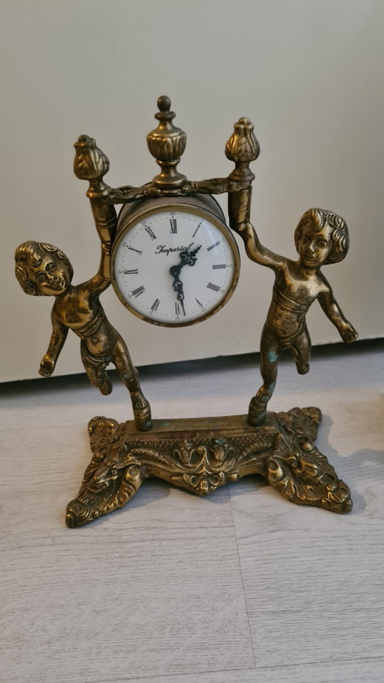 Image 1 of Reloj de mesa/horca imperial de latón antiguo